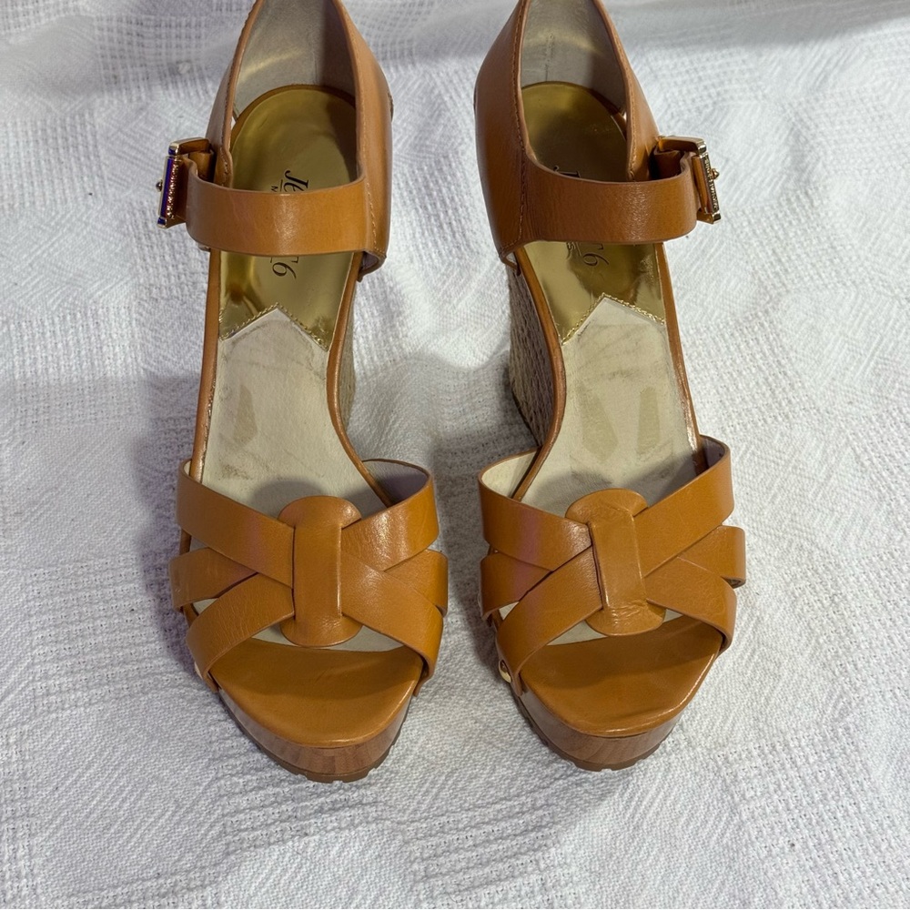 NEW Michael Kors‎ Women's Somerly Wedge Shoes Peanut, Size: 10M Strap Jetset 6 - Picture 3 of 10